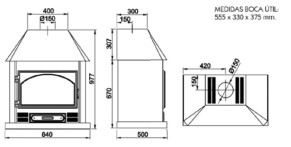 Calefacción - Estufas de leña - ESTUFA DE FRENTE BRONPI MODELO JACA